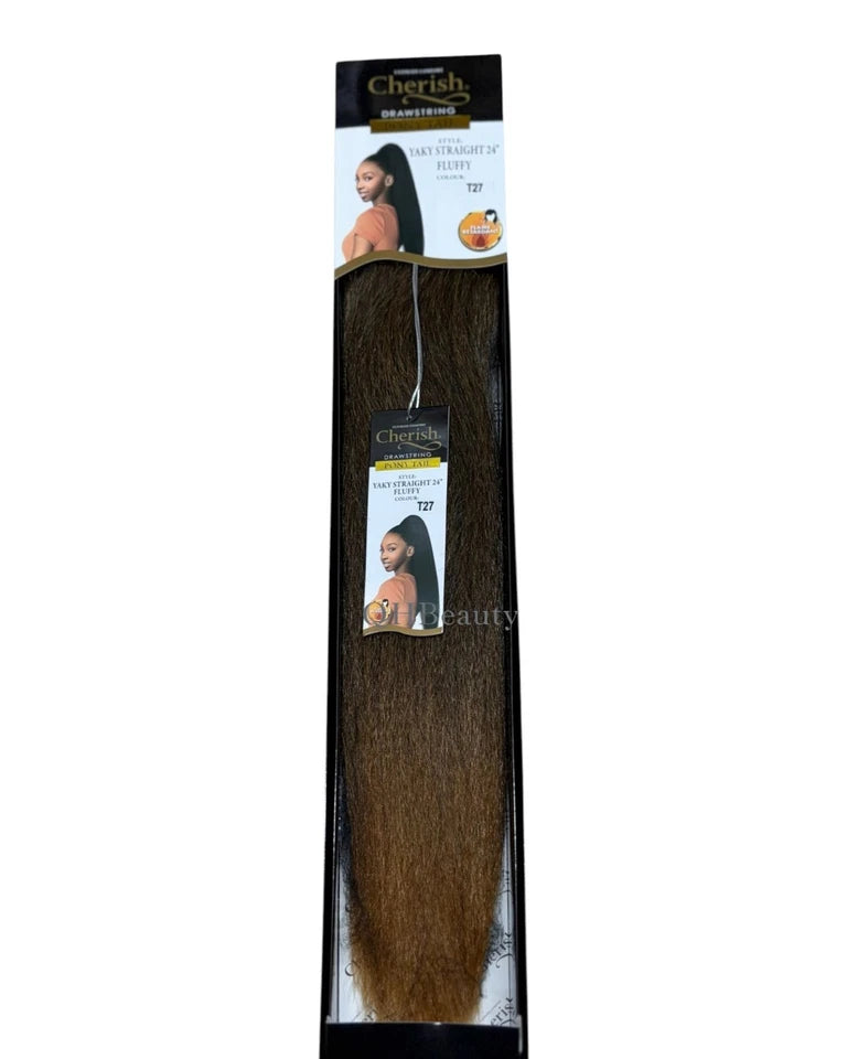 Cherish Synthetic Long Drawstring Ponytail – Yaky Straight 24" Fluffy