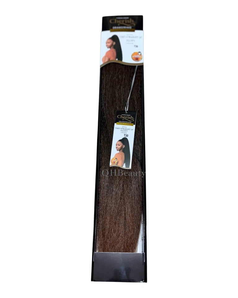 Cherish Synthetic Long Drawstring Ponytail – Yaky Straight 24" Fluffy
