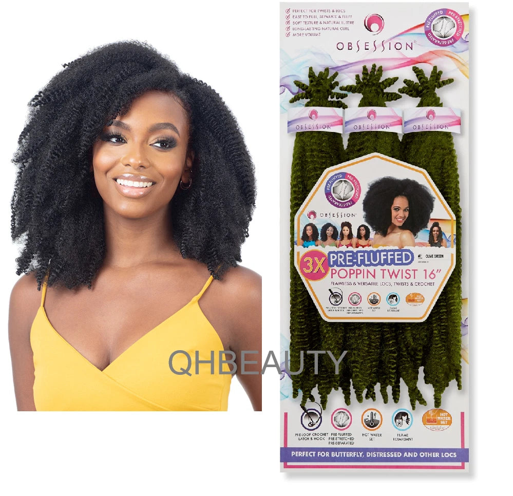 Obsession Synthetic Twist, Crochet Soft Braid 3 X Pre-Fluffed - POPPIN TWIST 16