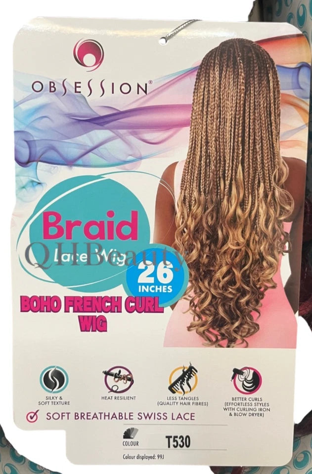 Obsession Hand Made Braid Swiss Lace Hair Wig - Boho French Curl Wig 26 Inches