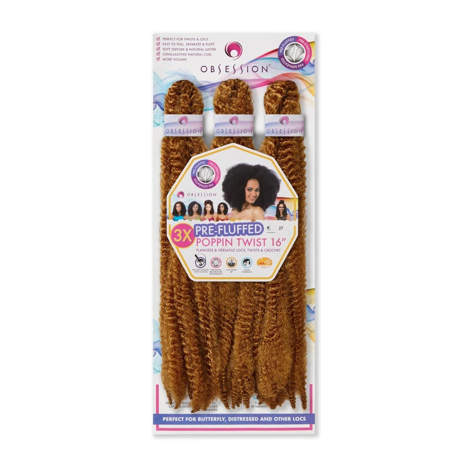 Obsession Synthetic Twist, Crochet Soft Braid 3 X Pre-Fluffed - POPPIN TWIST 16