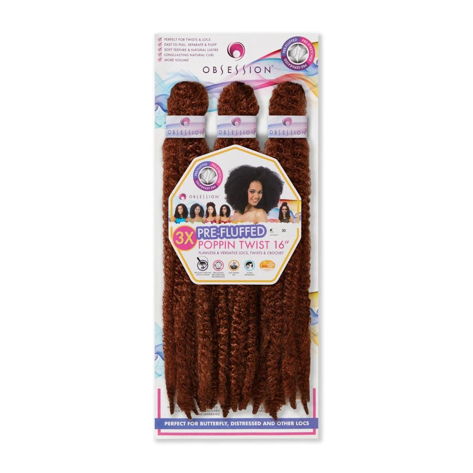 Obsession Synthetic Twist, Crochet Soft Braid 3 X Pre-Fluffed - POPPIN TWIST 16