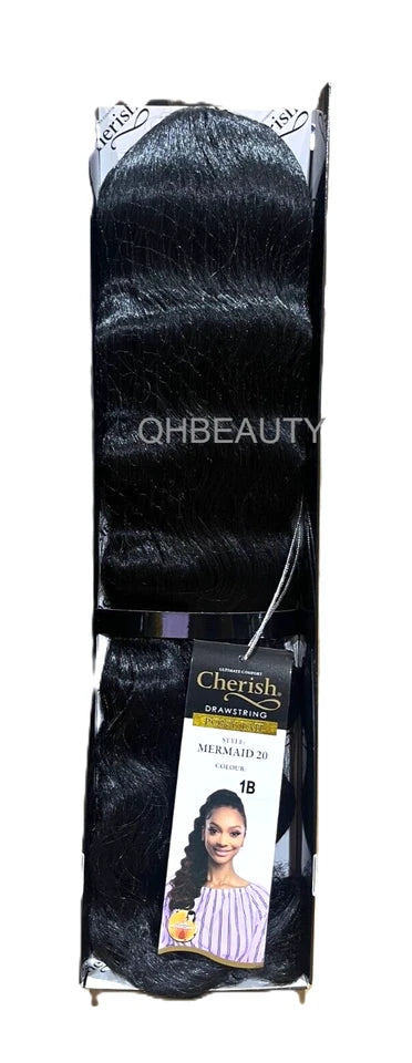 Cherish Synthetic Drawstring Long Hair Ponytail Yaky Straight 14 INCH