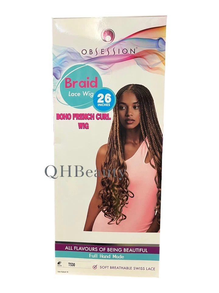 Obsession Hand Made Braid Swiss Lace Hair Wig - Boho French Curl Wig 26 Inches