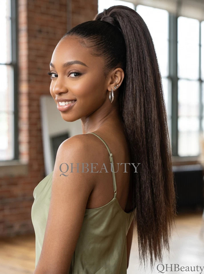 Cherish Synthetic Long Drawstring Ponytail – Yaky Straight 24" Fluffy
