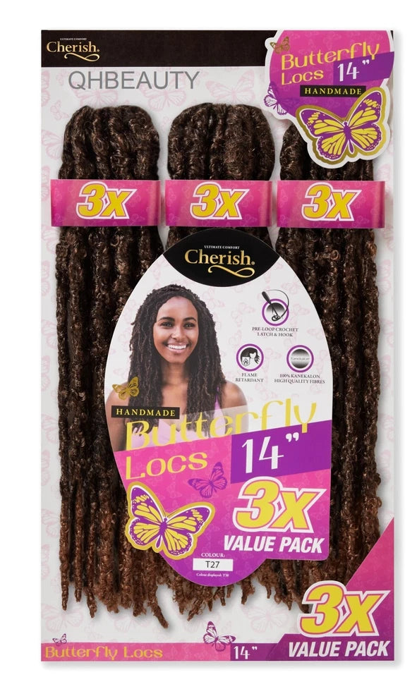 Cherish Synthetic Crochet Hair Extension Pro Loop Braid - 3 X BUTTERFLY LOC 14''
