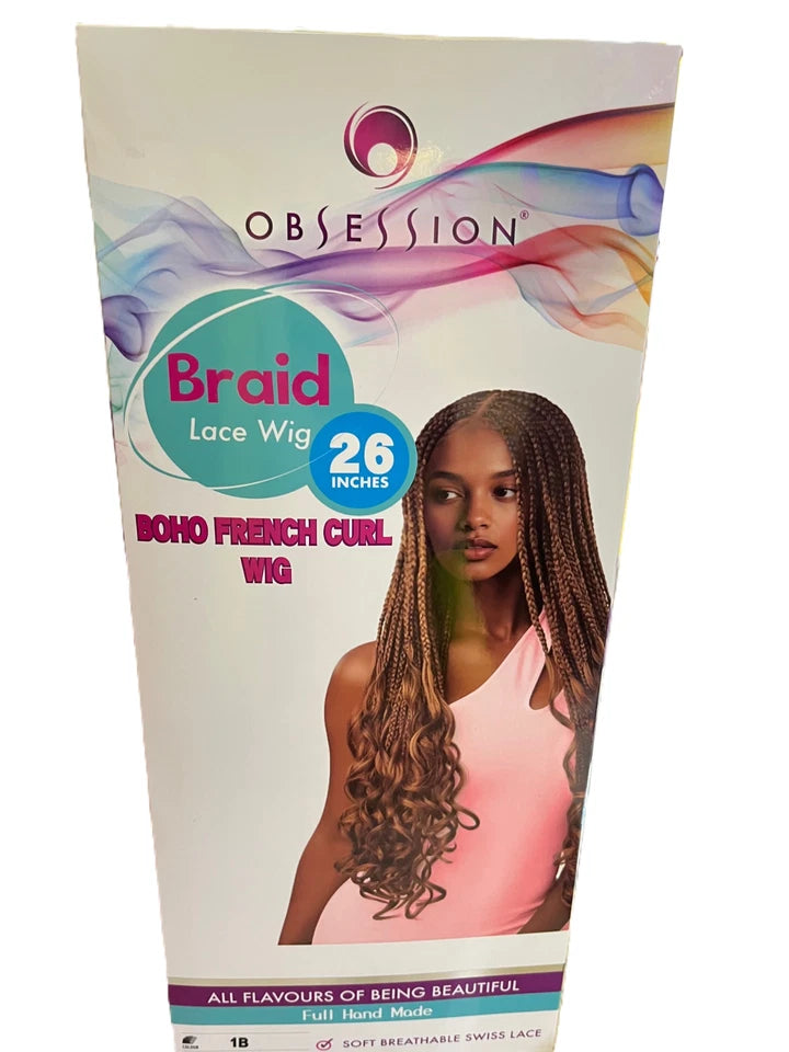 Obsession Hand Made Braid Swiss Lace Hair Wig - Boho French Curl Wig 26 Inches