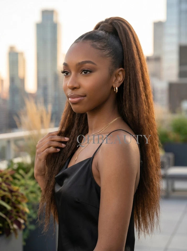 Cherish Synthetic Long Drawstring Ponytail – Yaky Straight 24" Fluffy