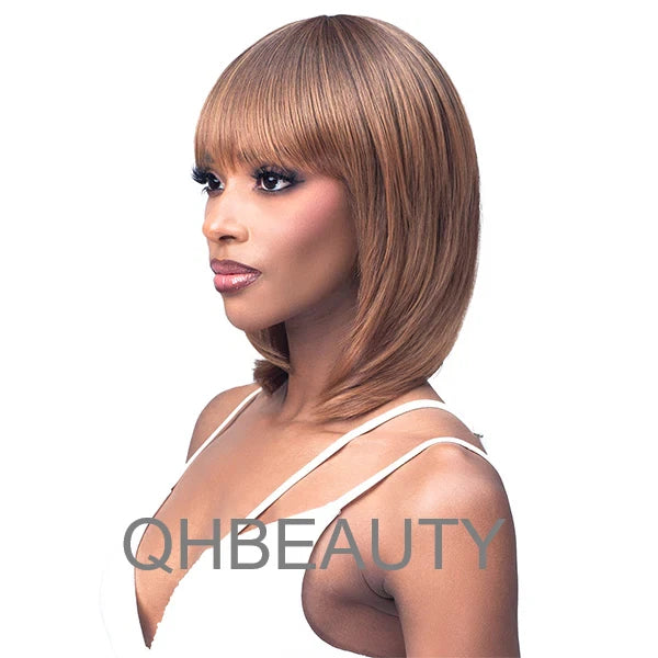 Obsession Synthetic Lavish Straight Long Bob Bangs 100% Hand Tied Hair Wig- PERLA