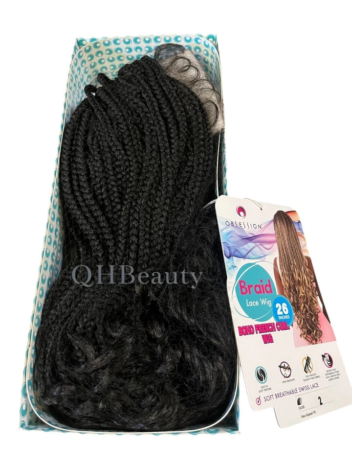 Obsession Hand Made Braid Swiss Lace Hair Wig - Boho French Curl Wig 26 Inches