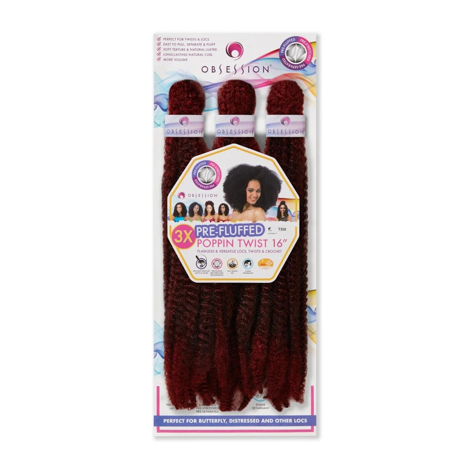 Obsession Synthetic Twist, Crochet Soft Braid 3 X Pre-Fluffed - POPPIN TWIST 16