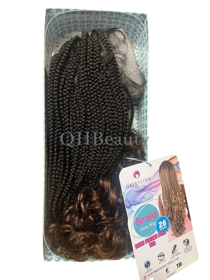 Obsession Hand Made Braid Swiss Lace Hair Wig - Boho French Curl Wig 26 Inches
