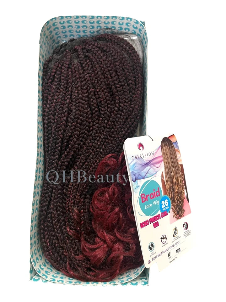 Obsession Hand Made Braid Swiss Lace Hair Wig - Boho French Curl Wig 26 Inches