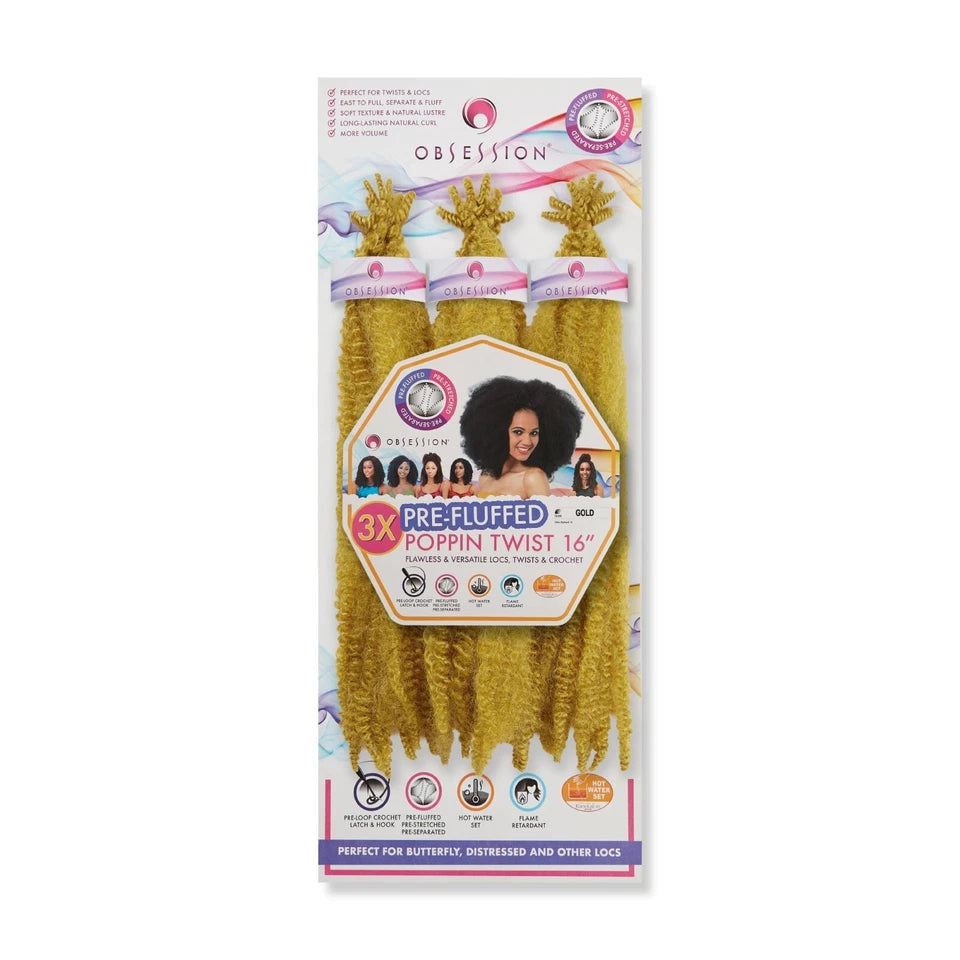 Obsession Synthetic Twist, Crochet Soft Braid 3 X Pre-Fluffed - POPPIN TWIST 16