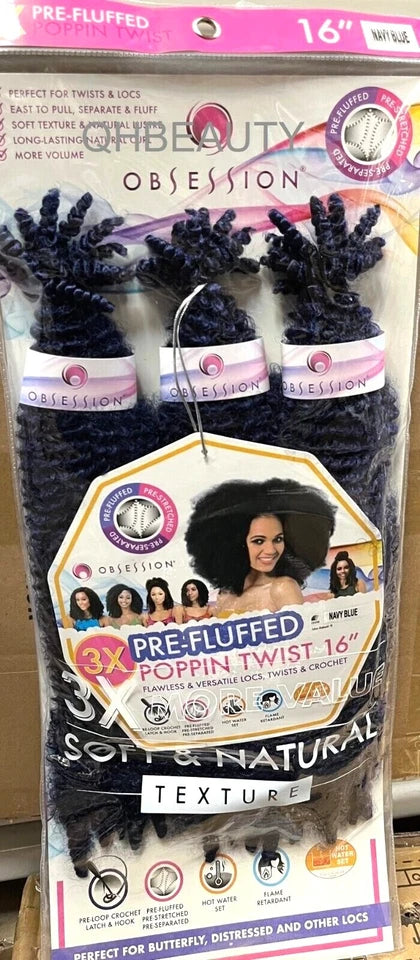 Obsession Synthetic Twist, Crochet Soft Braid 3 X Pre-Fluffed - POPPIN TWIST 16