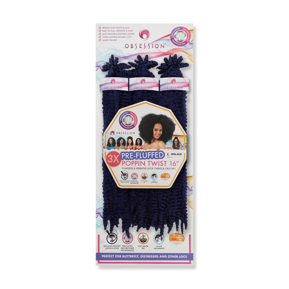 Obsession Synthetic Twist, Crochet Soft Braid 3 X Pre-Fluffed - POPPIN TWIST 16