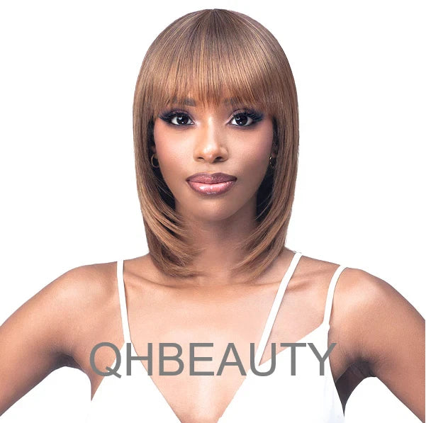 Obsession Synthetic Lavish Straight Long Bob Bangs 100% Hand Tied Hair Wig- PERLA