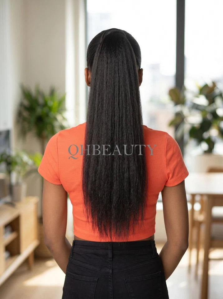 Cherish Synthetic Long Drawstring Ponytail – Yaky Straight 24" Fluffy