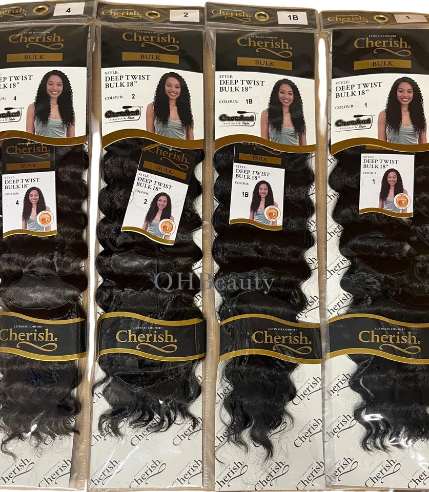 Cherish Synthetic Bulk Crochet Curly Hair Extension Braids – Deep Twist 18"