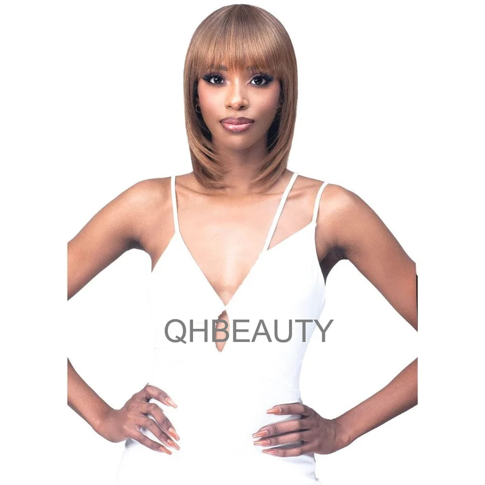 Obsession Synthetic Lavish Straight Long Bob Bangs 100% Hand Tied Hair Wig- PERLA