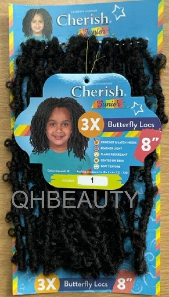 Cherish Synthetic Junior Crochet Braid Hair Extension – 3X Butterfly Locs 8"