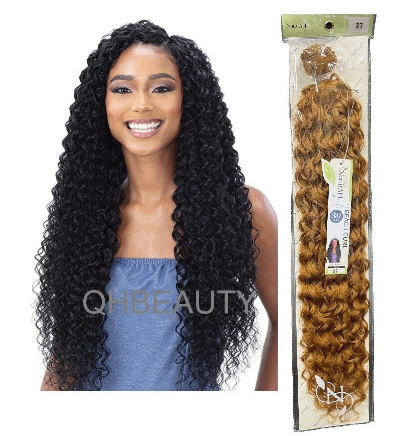NaturAll Synthetic Long Curly Hair Extension Weave – Beach Curl 30"