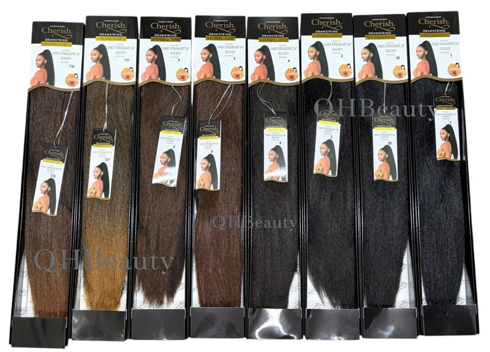 Cherish Synthetic Long Drawstring Ponytail – Yaky Straight 24" Fluffy