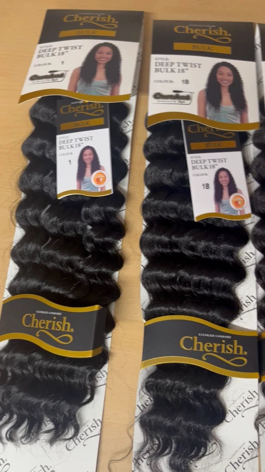 Cherish Synthetic Bulk Crochet Curly Hair Extension Braids – Deep Twist 18"
