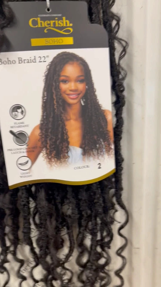 Cherish Synthetic Curly pre Loop Crochet Hair Extension - BOHO BRAID 22 INCH