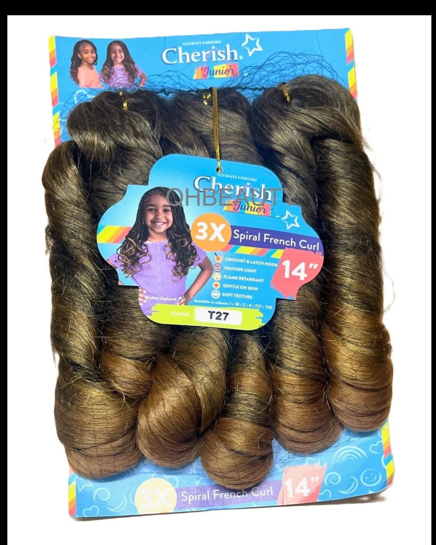 CHERISH SYNTHETIC JUNIOR KIDS CROCHET BRAID HAIR EXTENSION - SPIRAL FRENCH CURL 14 ''