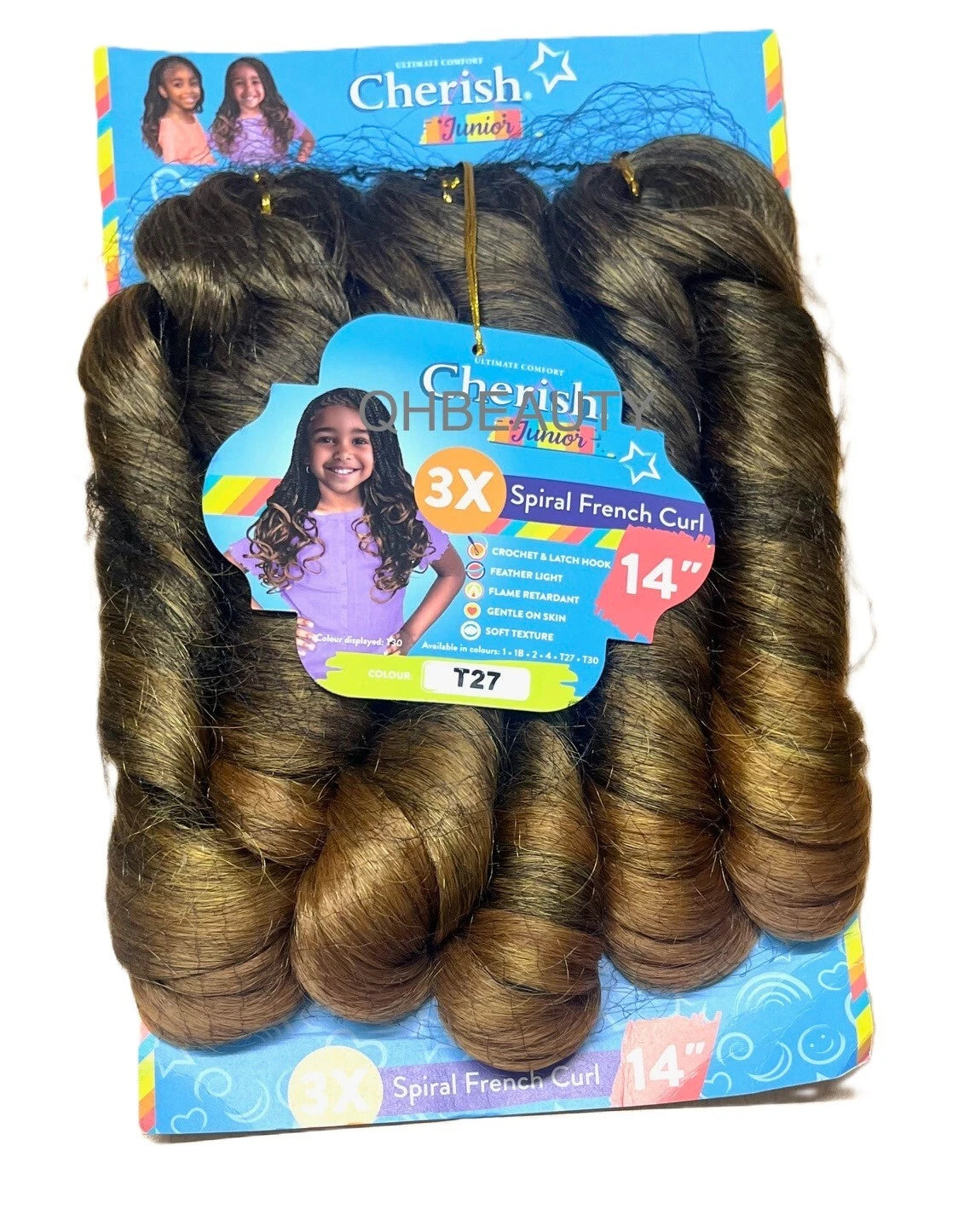CHERISH SYNTHETIC JUNIOR KIDS CROCHET BRAID HAIR EXTENSION - SPIRAL FRENCH CURL 14 ''