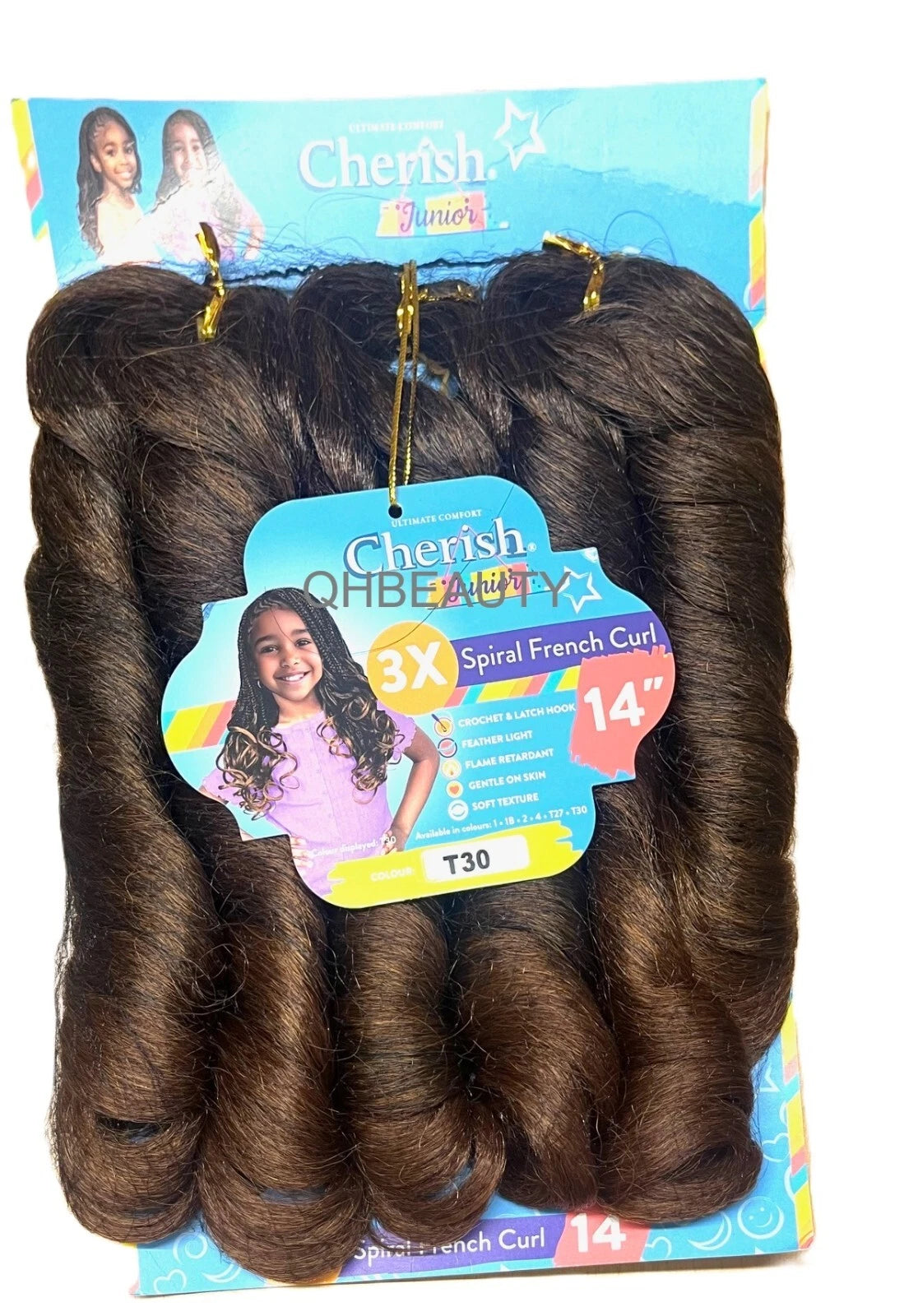 CHERISH SYNTHETIC JUNIOR KIDS CROCHET BRAID HAIR EXTENSION - SPIRAL FRENCH CURL 14 ''