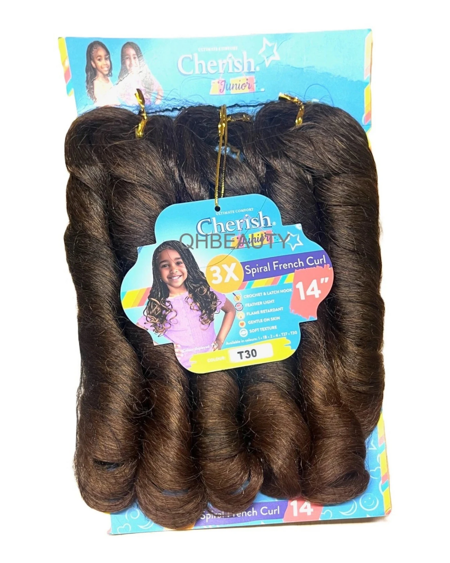 CHERISH SYNTHETIC JUNIOR KIDS CROCHET BRAID HAIR EXTENSION - SPIRAL FRENCH CURL 14 ''
