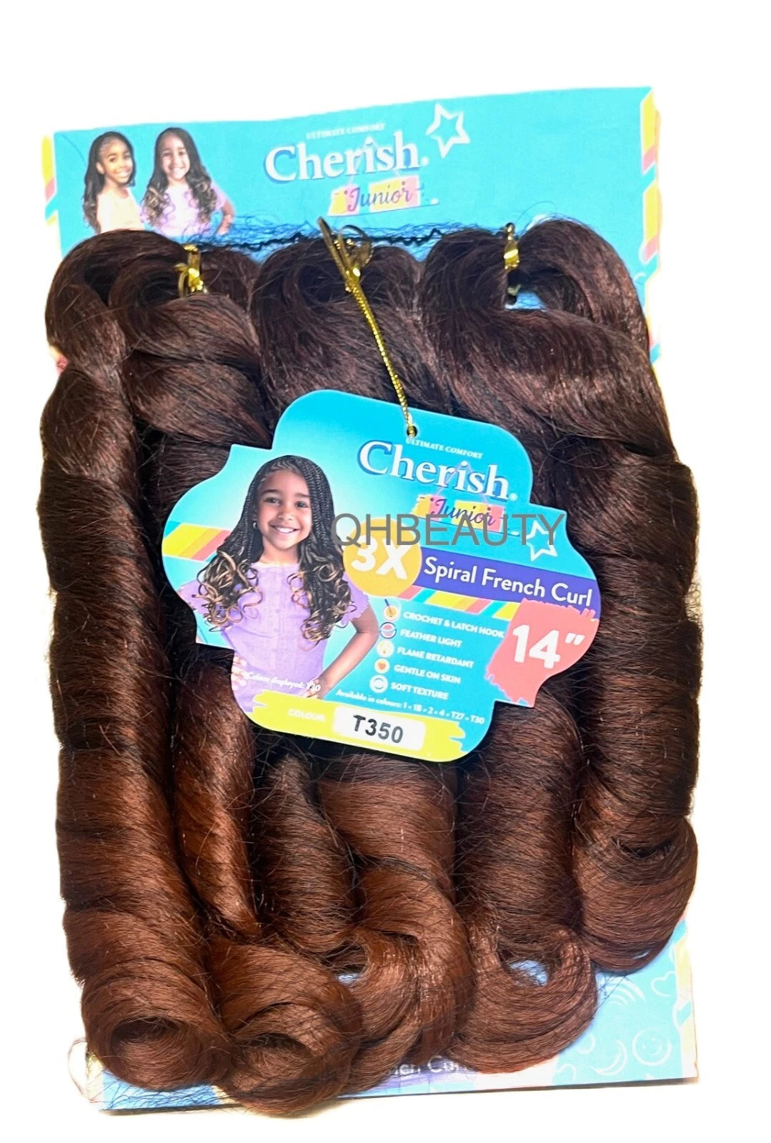 CHERISH SYNTHETIC JUNIOR KIDS CROCHET BRAID HAIR EXTENSION - SPIRAL FRENCH CURL 14 ''