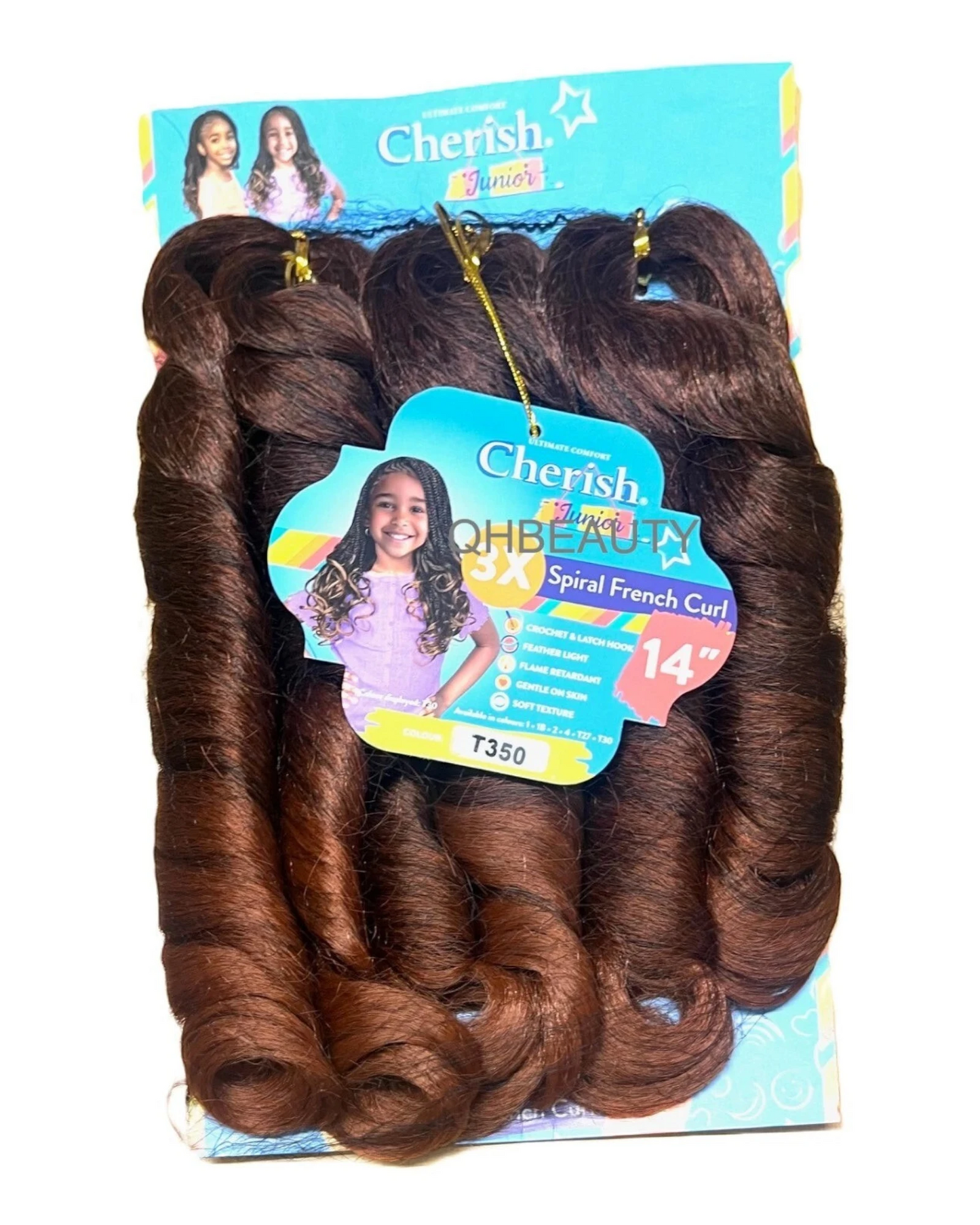CHERISH SYNTHETIC JUNIOR KIDS CROCHET BRAID HAIR EXTENSION - SPIRAL FRENCH CURL 14 ''