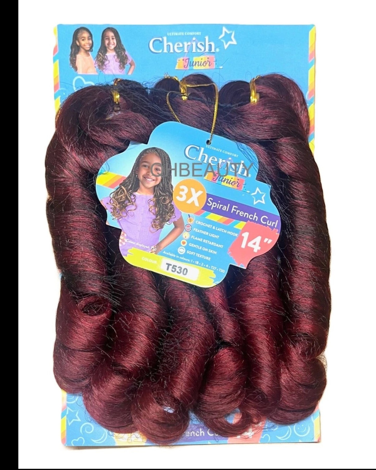 CHERISH SYNTHETIC JUNIOR KIDS CROCHET BRAID HAIR EXTENSION - SPIRAL FRENCH CURL 14 ''