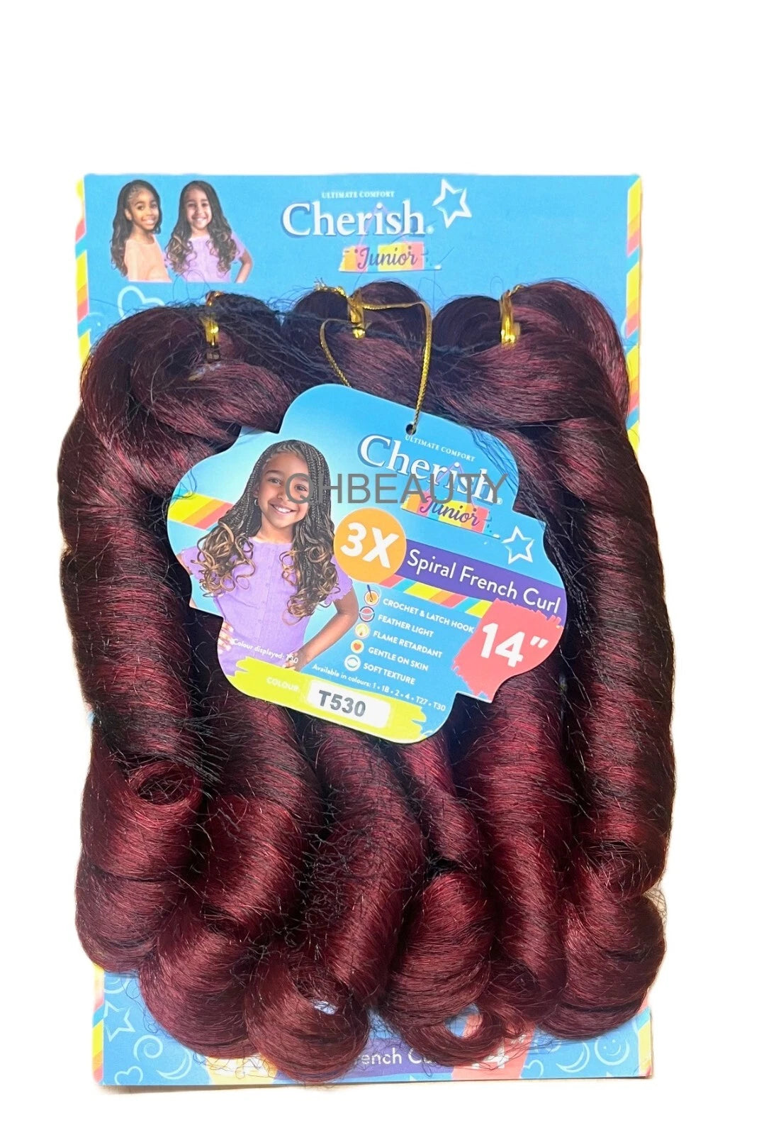 CHERISH SYNTHETIC JUNIOR KIDS CROCHET BRAID HAIR EXTENSION - SPIRAL FRENCH CURL 14 ''