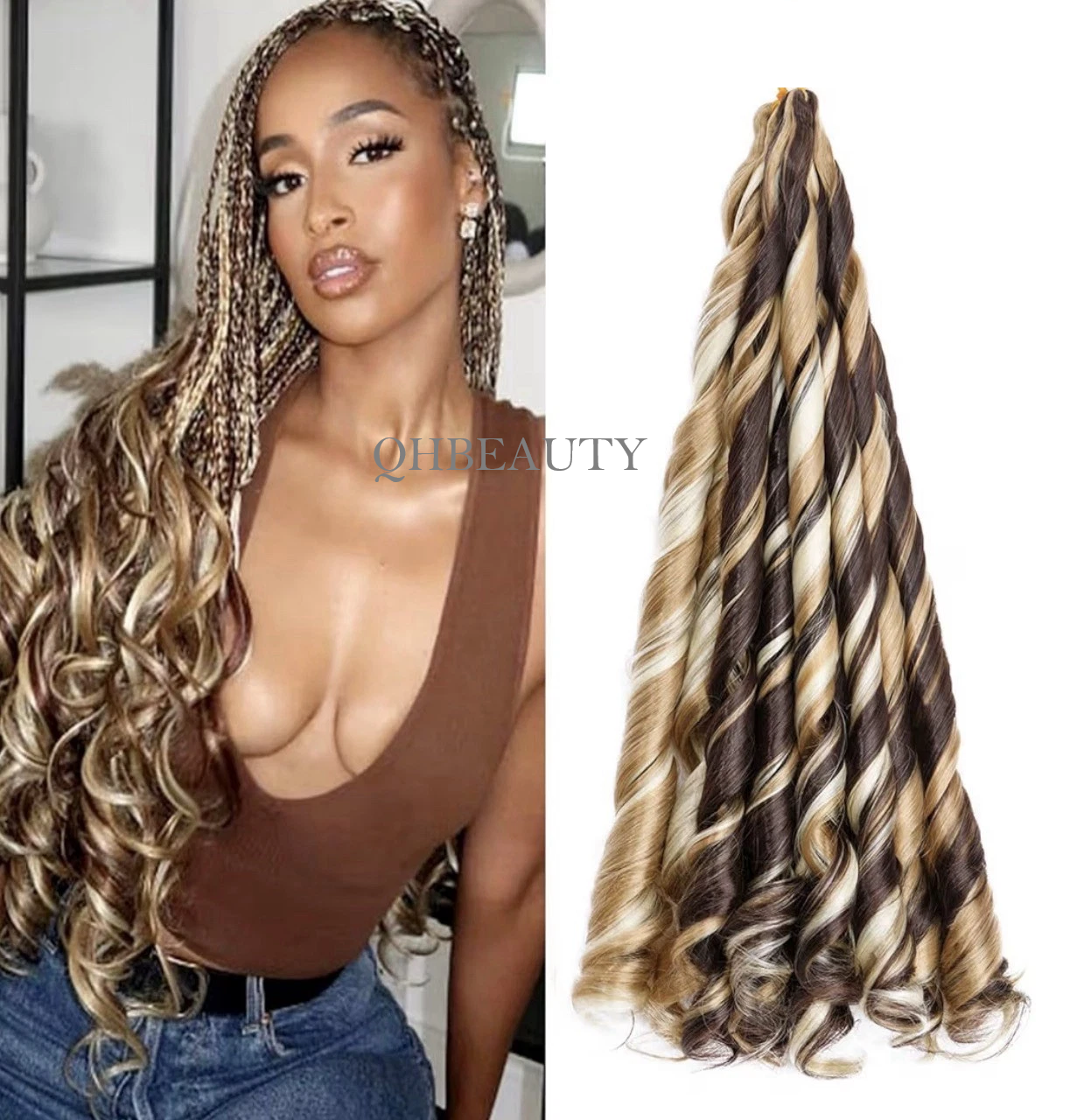 CHERISH SYNTHETIC HAIR EXTENSION BRAID - 3 x SPIRAL FRENCH CURL 22 & 28 INCHES