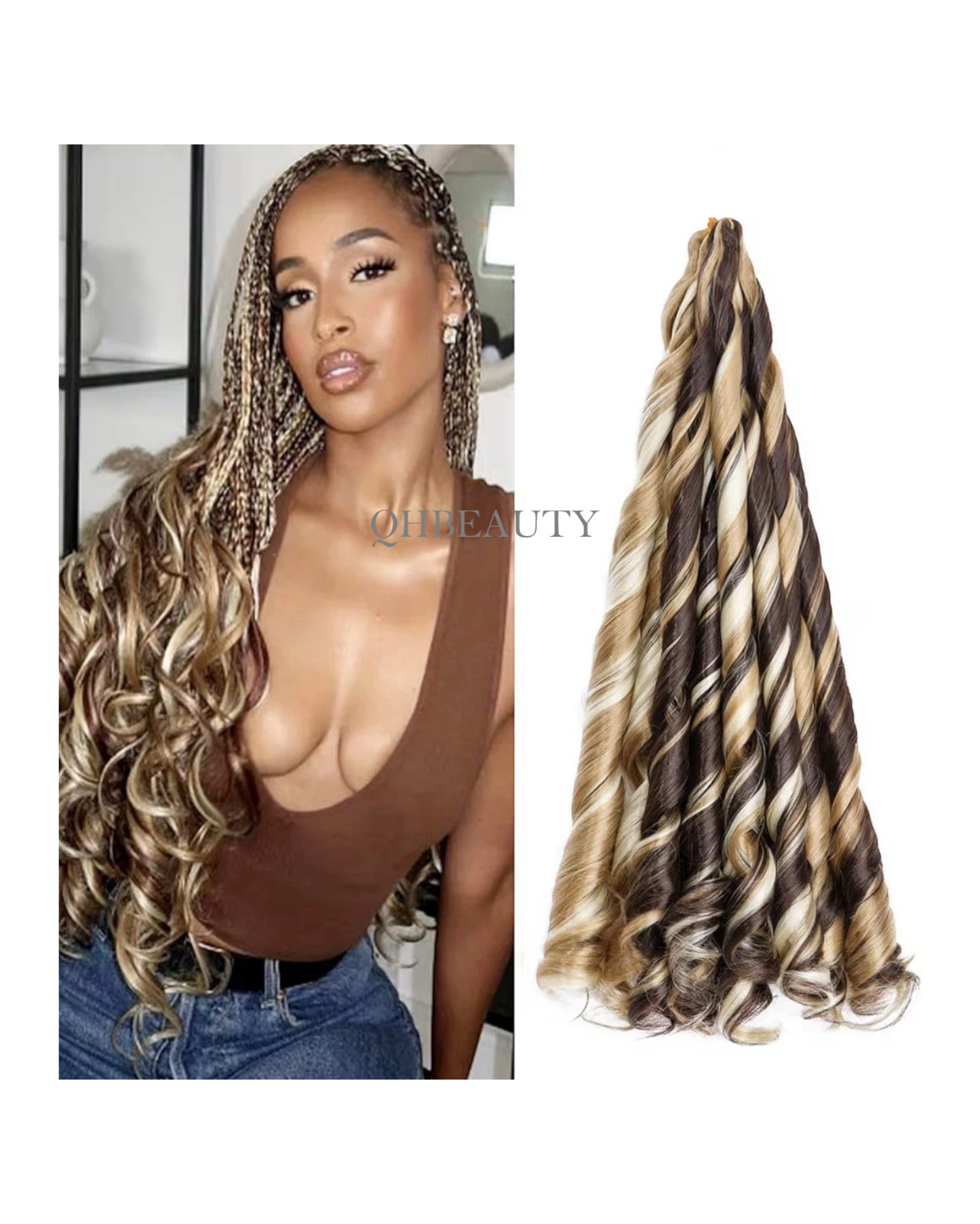CHERISH SYNTHETIC HAIR EXTENSION BRAID - 3 x SPIRAL FRENCH CURL 22 & 28 INCHES